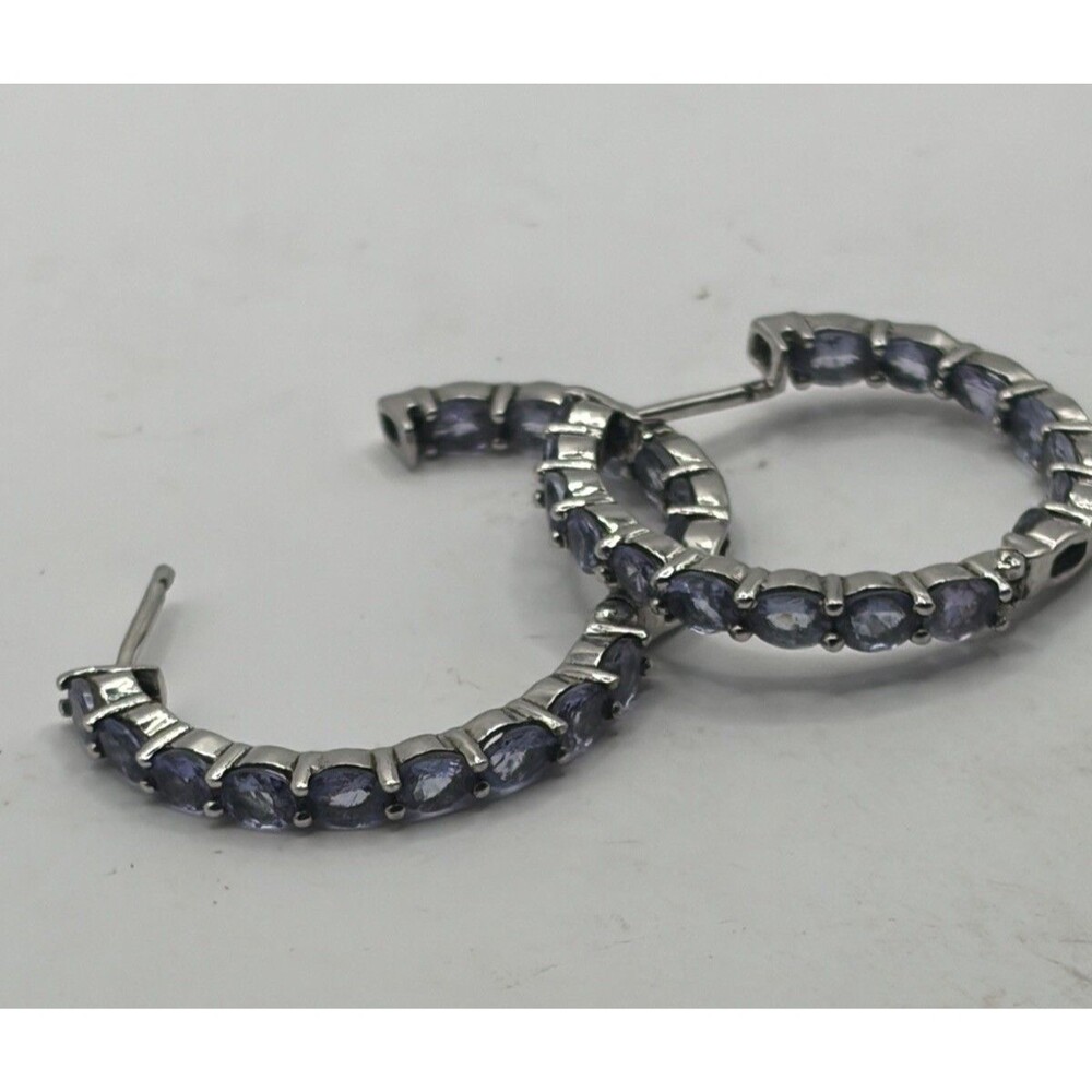 Genuine Sterling Silver Amethyst Huggie Hoop Earrings Sterling Silver 925 djoy